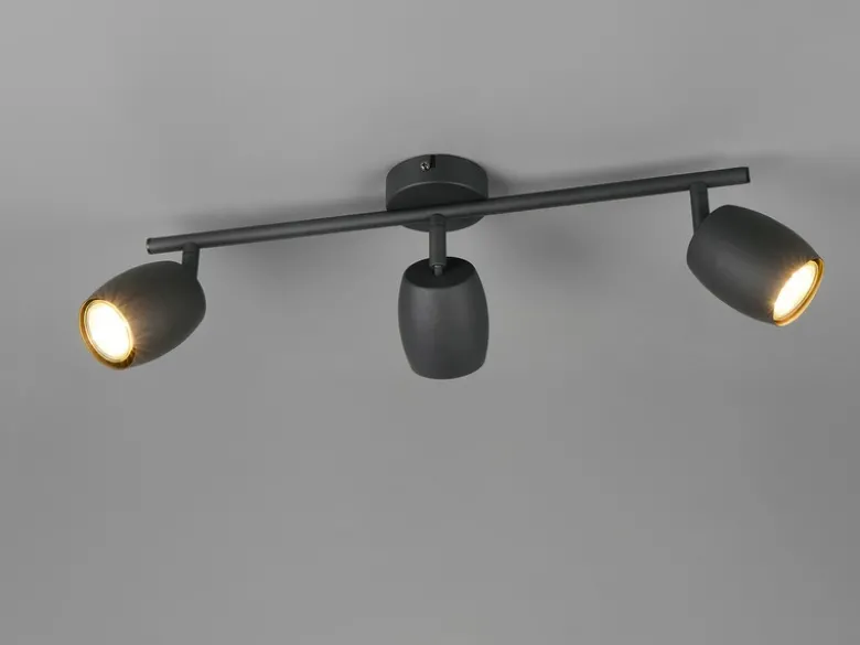 LED Deckenstrahler 3-flammig aus Metall Schwarz, Breite 47,5cm
