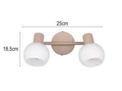 LED Deckenstrahler 2-flammig aus Metall in Beige mit Glasschirmen, Breite 25cm