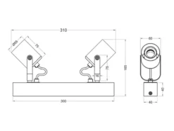 LED Deckenstrahler 2-flammig aus Metall Weiß mit Naturholz, Breite 31cm