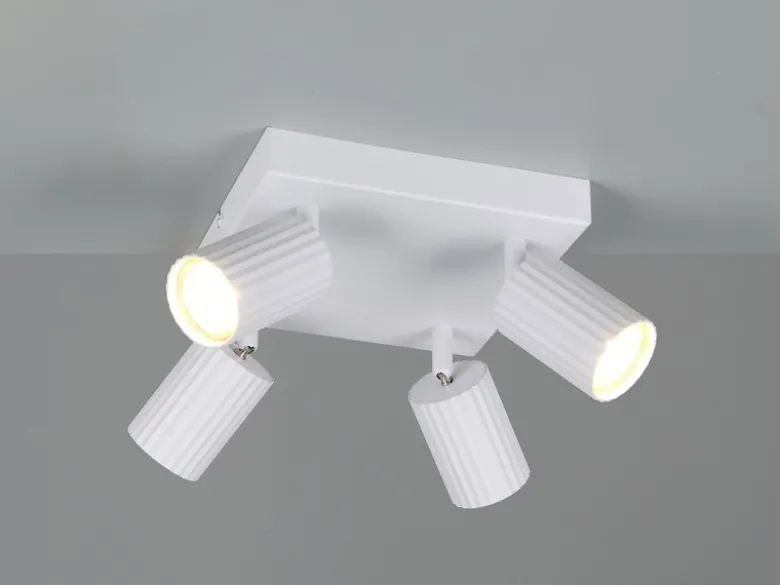 LED Deckenstrahler 4-flammig aus Metall Weiß, Quadrat 20cm