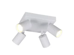 LED Deckenstrahler 4-flammig aus Metall Weiß, Quadrat 20cm