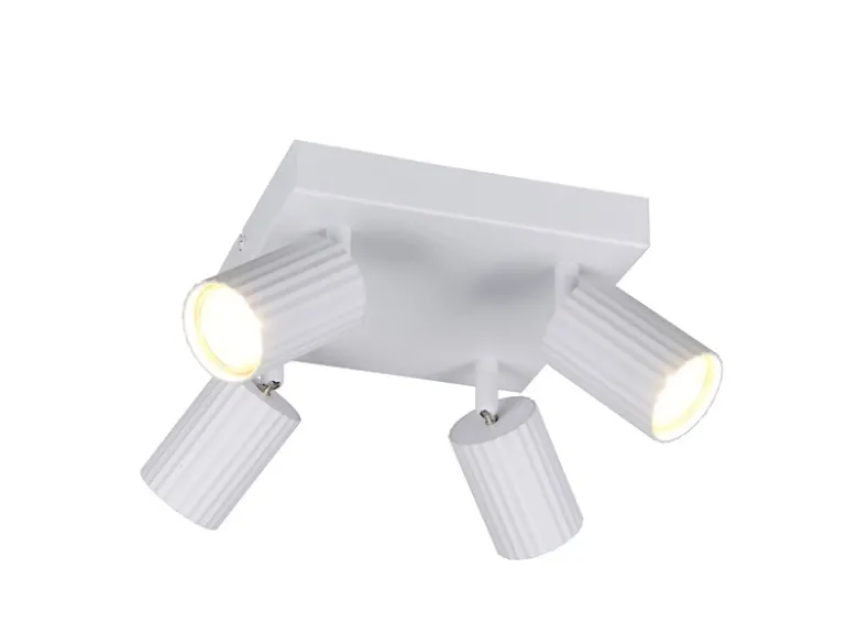 LED Deckenstrahler 4-flammig aus Metall Weiß, Quadrat 20cm