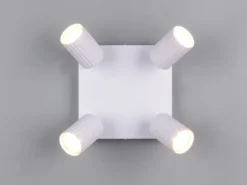 LED Deckenstrahler 4-flammig aus Metall Weiß, Quadrat 20cm