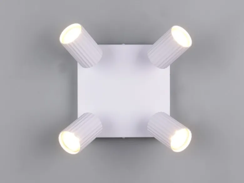 LED Deckenstrahler 4-flammig aus Metall Weiß, Quadrat 20cm