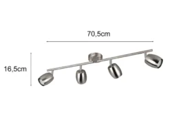 LED Deckenstrahler 4-flammig aus Metall Silber, Breite 70,5cm