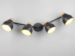 LED Deckenstrahler 4-flammig aus Metall Schwarz innen Gold, Breite 71cm