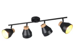 LED Deckenstrahler 4-flammig aus Metall Schwarz innen Gold, Breite 71cm