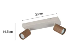 LED Deckenstrahler 2-flammig aus Metall Hellgrau & Coffee, Breite 30cm