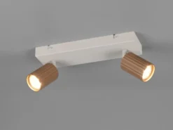 LED Deckenstrahler 2-flammig aus Metall Hellgrau & Coffee, Breite 30cm
