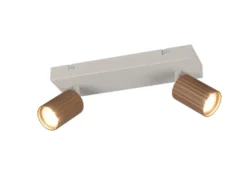 LED Deckenstrahler 2-flammig aus Metall Hellgrau & Coffee, Breite 30cm