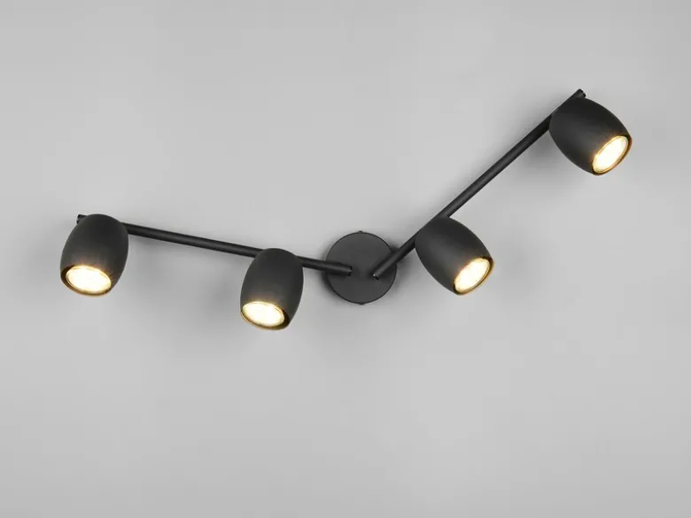 LED Deckenstrahler 4-flammig aus Metall Schwarz Breite 70,5cm