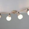 LED Deckenstrahler 4-flammig aus Metall in Beige mit Glasschirmen, Breite 70cm