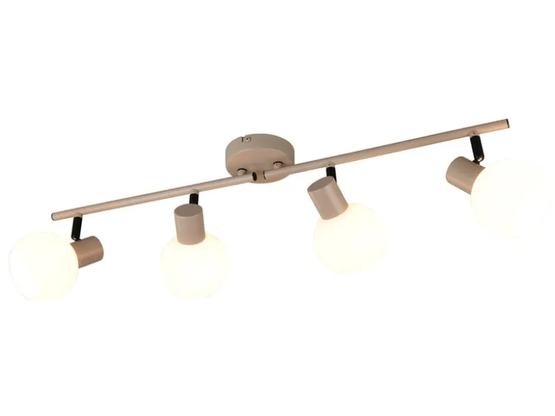 LED Deckenstrahler 4-flammig aus Metall in Beige mit Glasschirmen, Breite 70cm