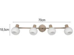 LED Deckenstrahler 4-flammig aus Metall in Beige mit Glasschirmen, Breite 70cm