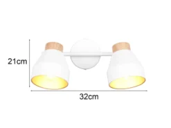 LED Deckenstrahler 2-flammig aus Metall Weiß innen Gold, Breite 32cm