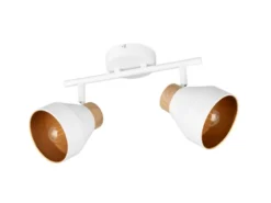 LED Deckenstrahler 2-flammig aus Metall Weiß innen Gold, Breite 32cm