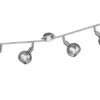 LED Deckenstrahler 4-flammig dimmbar, Chrom mit Rauchglas, Breite 85cm