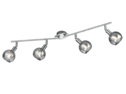 LED Deckenstrahler 4-flammig dimmbar, Chrom mit Rauchglas, Breite 85cm