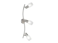 LED Deckenstrahler 3-flammig dimmbar, Silber mit Dekorglas, Breite 56cm