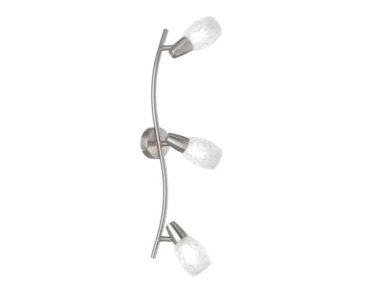 LED Deckenstrahler 3-flammig dimmbar, Silber mit Dekorglas, Breite 56cm
