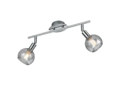 LED Deckenstrahler 2-flammig dimmbar, Chrom mit Rauchglas, Breite 40cm