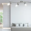 LED Deckenstrahler 4-flammig dimmbar, Silber mit Dekorglas, Breite 79cm