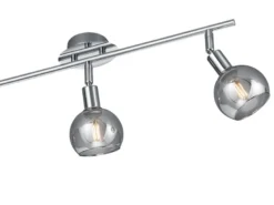 LED Deckenstrahler 3-flammig dimmbar, Chrom mit Rauchglas, Breite 58cm