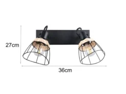 LED Deckenstrahler 2-flammig, Gitter Lampenschirme & Rattan, Breite 36cm
