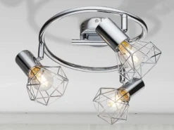 LED Deckenstrahler 3-flammig, Gitter Silber Chrom Industrial, Ø 25cm