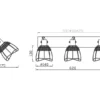 LED Deckenstrahler 3-flammig, Gitter Lampenschirme & Rattan, Breite 62cm