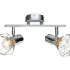 LED Deckenstrahler 2-flammig, Gitter Silber Chrom Industrial, Breite 25,5cm