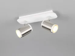 LED Deckenstrahler 2-flammig Metall Weiß / Silber, Breite 30cm