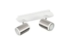 LED Deckenstrahler 2-flammig Metall Weiß / Silber, Breite 30cm