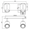 LED Deckenstrahler 2-flammig Metall Schwarz / Coffee, Breite 30cm