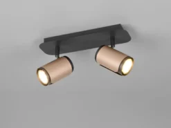 LED Deckenstrahler 2-flammig Metall Schwarz / Coffee, Breite 30cm