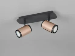 LED Deckenstrahler 2-flammig Metall Schwarz / Coffee, Breite 30cm