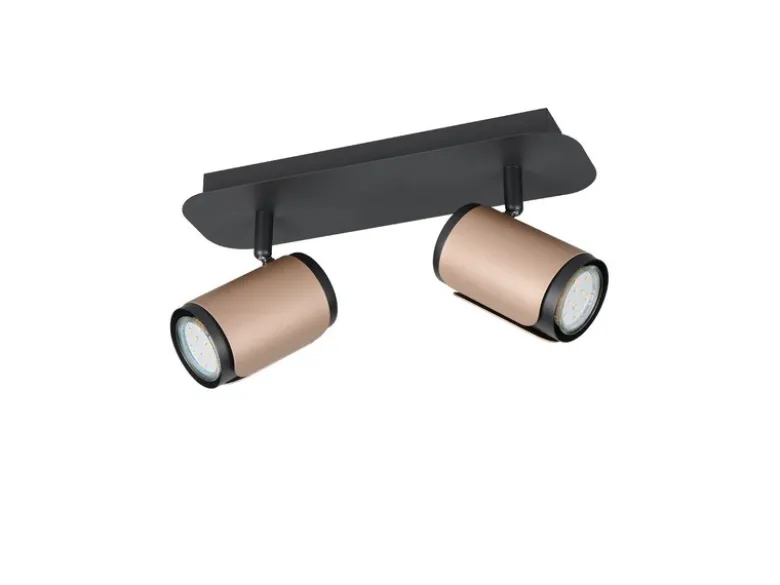 LED Deckenstrahler 2-flammig Metall Schwarz / Coffee, Breite 30cm