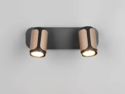 LED Deckenstrahler 2-flammig Metall Schwarz / Coffee, Breite 30cm