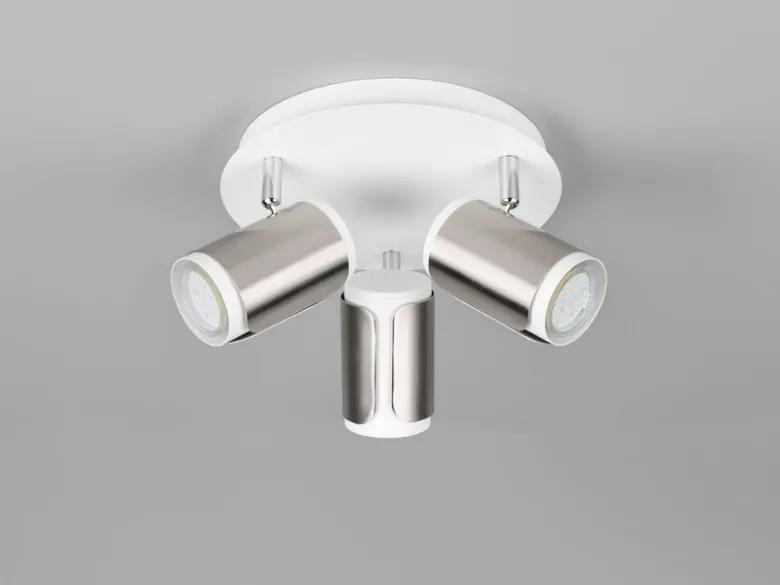 LED Deckenstrahler 3-flammig Metall Weiß / Silber, rund Ø 30cm