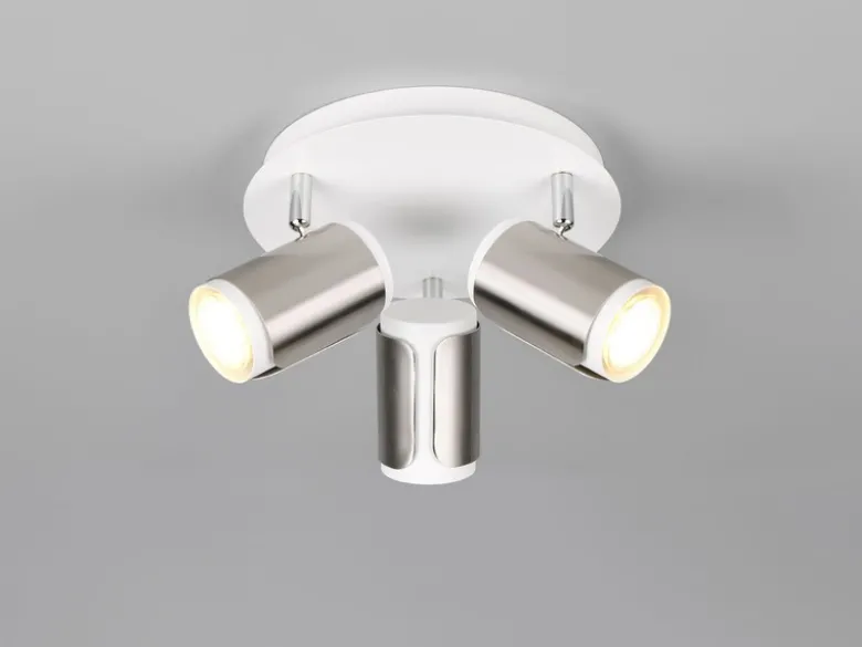 LED Deckenstrahler 3-flammig Metall Weiß / Silber, rund Ø 30cm