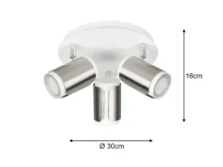 LED Deckenstrahler 3-flammig Metall Weiß / Silber, rund Ø 30cm