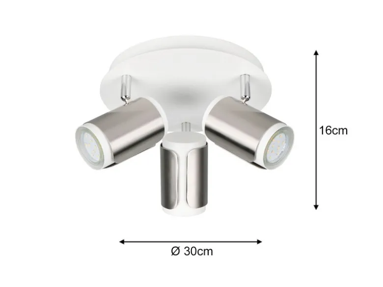 LED Deckenstrahler 3-flammig Metall Weiß / Silber, rund Ø 30cm