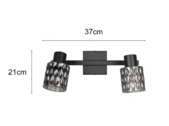 LED Deckenstrahler 2-flammig mit Rauchglas Lampenschirmen, Breite 37cm