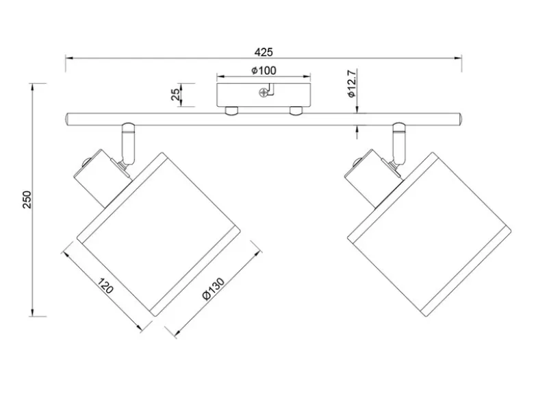 LED Deckenstrahler 2-flammig mit Lampenschirmen aus Bast, Breite 42cm