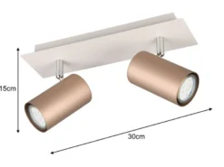 LED Deckenstrahler 2flammig Metall Coffee / Hellgrau, Breite 30cm