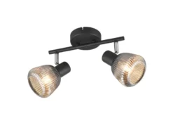 LED Deckenstrahler 2-flammig mit Glasschirmen Chrom bedampft, Breite 29cm