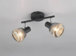 LED Deckenstrahler 2-flammig mit Glasschirmen Chrom bedampft, Breite 29cm