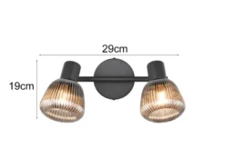 LED Deckenstrahler 2-flammig mit Glasschirmen Chrom bedampft, Breite 29cm