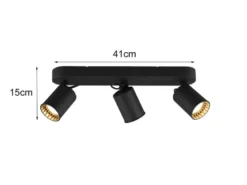 LED Deckenstrahler 3-flammig Metallschirm Schwarz, Breite 41cm