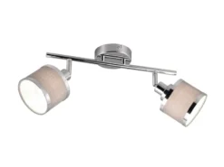LED Deckenstrahler 2-flammig mit Stoffschirmen Grau, Breite 52cm